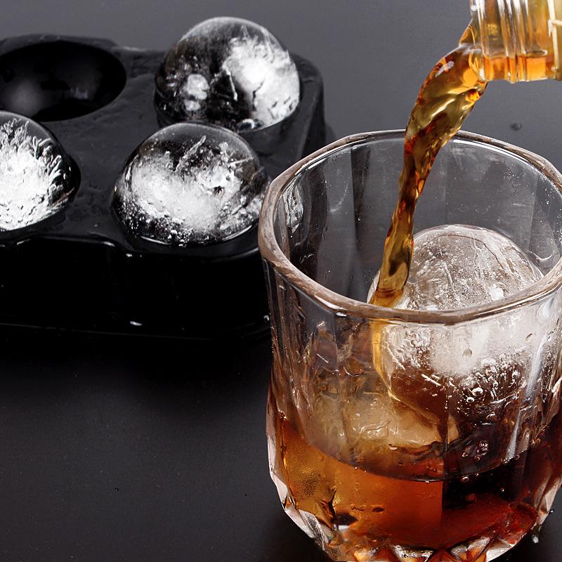 4 Grid Ice Cube Silicone Molds Ice Cube Maker Square Tray Mold Ice Ball Maker Ice Cube Tray with Lid for Whiskey Ice Mould