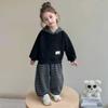 Girl Hoodie 2-Piece Set Spring Autumn Stripe Tops Pullover Pants Sportswear Child Kawaii Fashion Style Casual Clothing 3-12Y