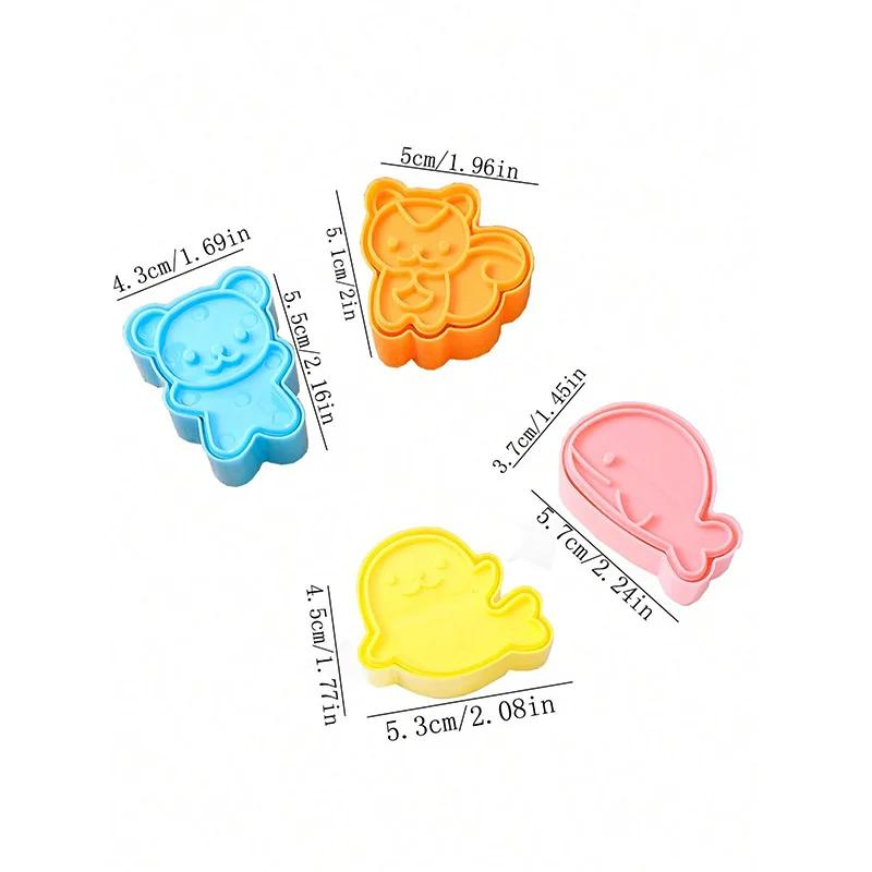 4 bucăți/set forme de bile de orez cu animale din desene animate, forme creative pentru biscuiți de uz casnic pentru bucătărie, forme drăguțe pentru biscuiți de vânt