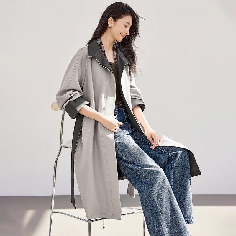 

IHIMI Women s Oversized Old Money Style Color-Block Trench Coat S