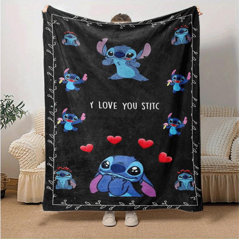 1pc Cute Stitch Printing Blanket - Soft, All-Season Throw for Living Room, Bedroom,Personalized Gift with Adorable Cartoon Design