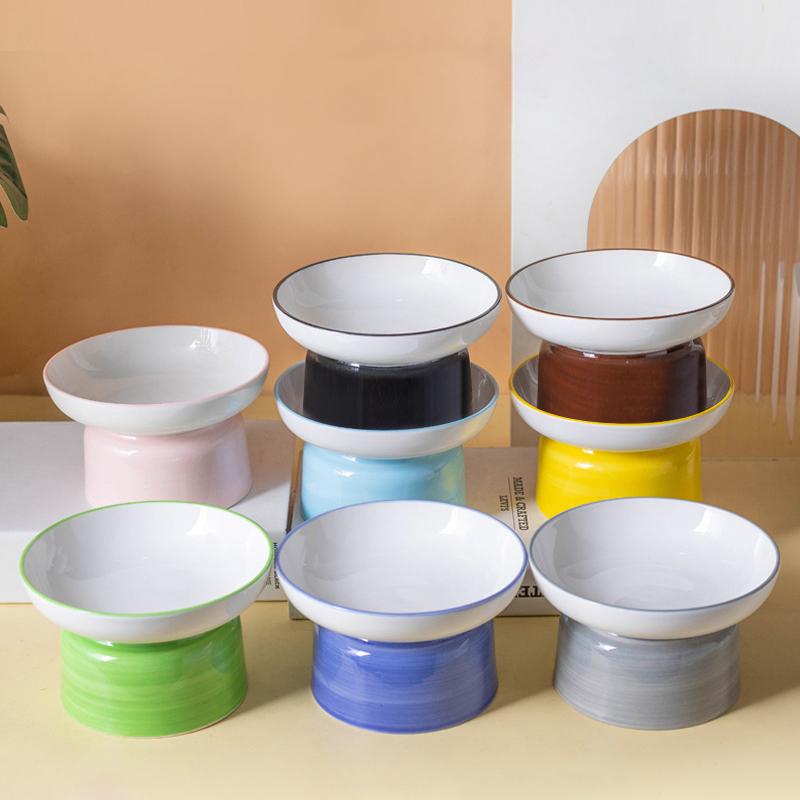 

8 цветов миска для кошек, приподнятые кормушки для щенков, собак, кормушки для воды, принадлежности для кормления домашних животных, наклоненные миски для питья и еды