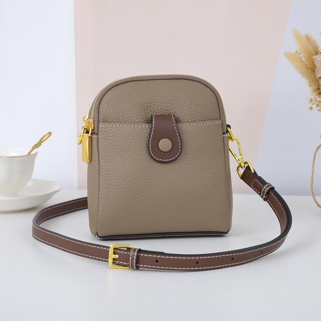 Niche First-Layer Cowhide Mobile Phone Bag Women'S Messenger Bag Genuine Leather Women'S Bag Multi-Functional Change Bag