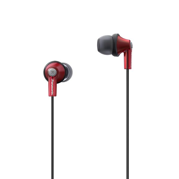 Panasonic Canal-Type Wired Earphones with Microphone RP-HJE150M-R Red