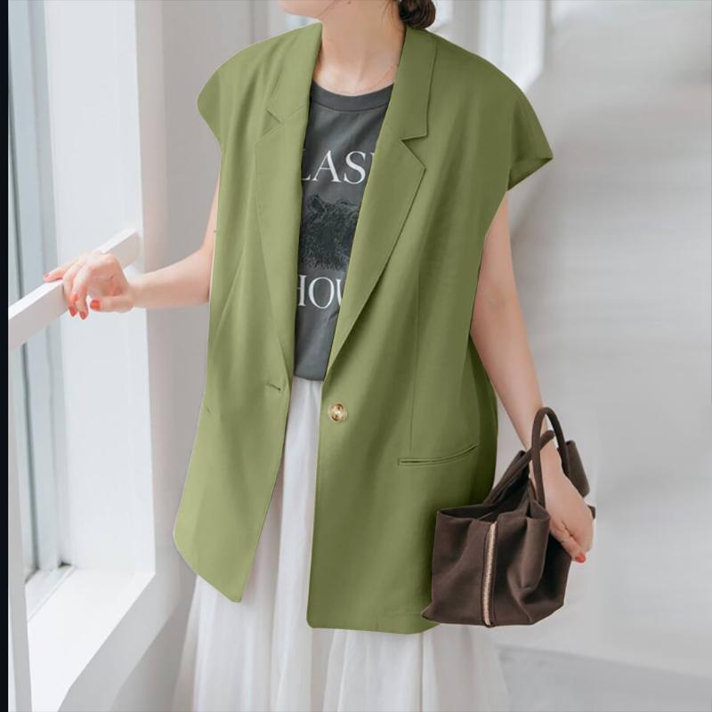 

ZANZEA Женский летний свободный повседневный кардиган-жилет без рукавов 3XL зелёный