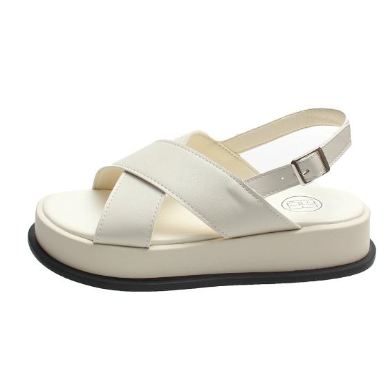 Fashion Women's sandals genuine leather summer cross straps low heel shallow mouth parka open new flat bottom comfortable 2024