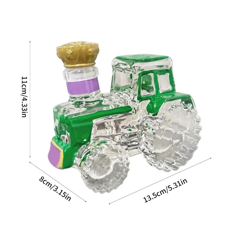 Bottiglia per liquori in vetro borosilicato a forma di trattore creativo per infusi e decorazione con design a prova di perdite