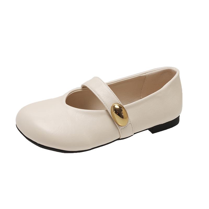 Soft-soled Mary Jane Small Leather Shoes Women's 2025 New Popular Spring and Summer Retro Single Shoes Versatile Flat-soled Shallow-mouth Beanie Shoes