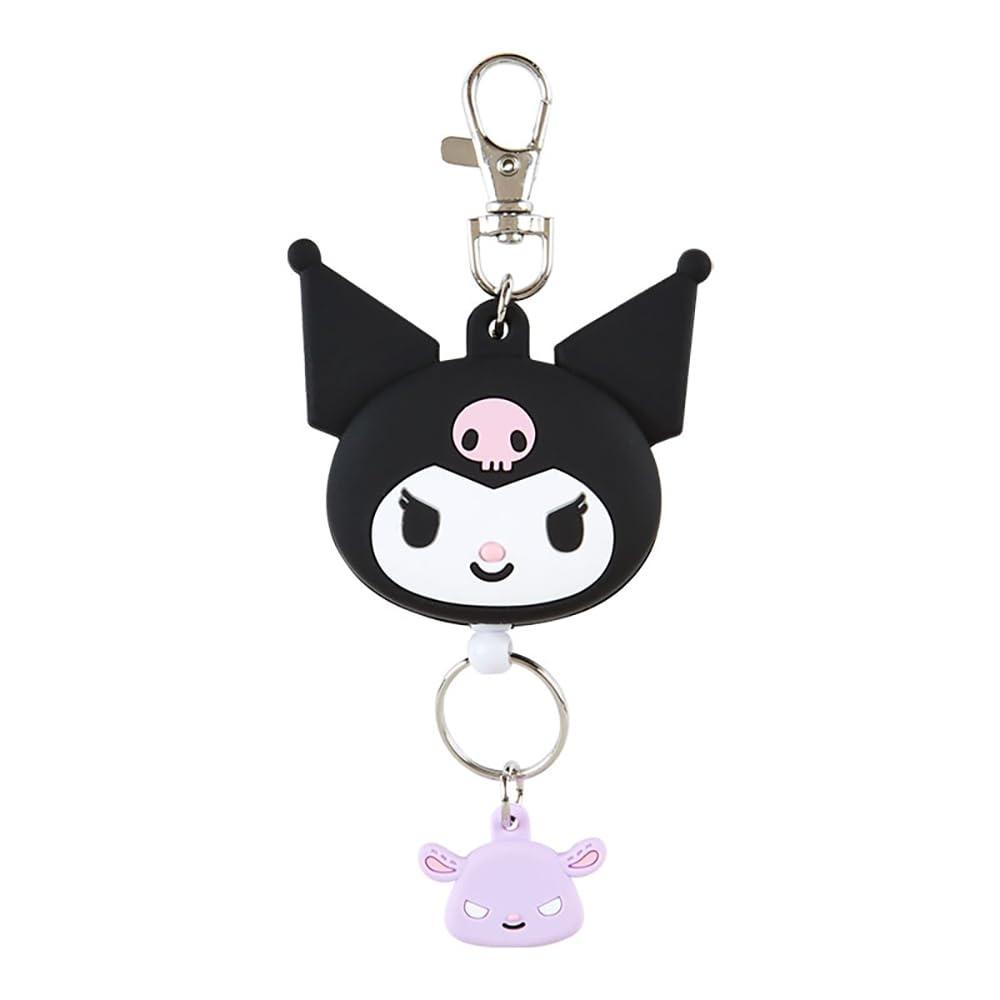Sanrio Face-shaped Reel Keychain Kuromi Key Mascot Kuromi-chan 13.5 x 6.1 1.8cm Character 168858
