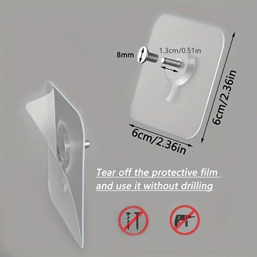 Self-Adhesive Wall Hooks, Nail-Free Wall Mount, Thumb-Tack Style Picture Hangers, for Indoor Home Decor