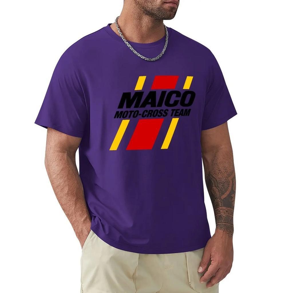 Maico Motocross Team Graphic W Red Yellow Stripes Tshirt Aesthetic Clothes Customizeds Blanks Unisexs Clothing Short Sleeve