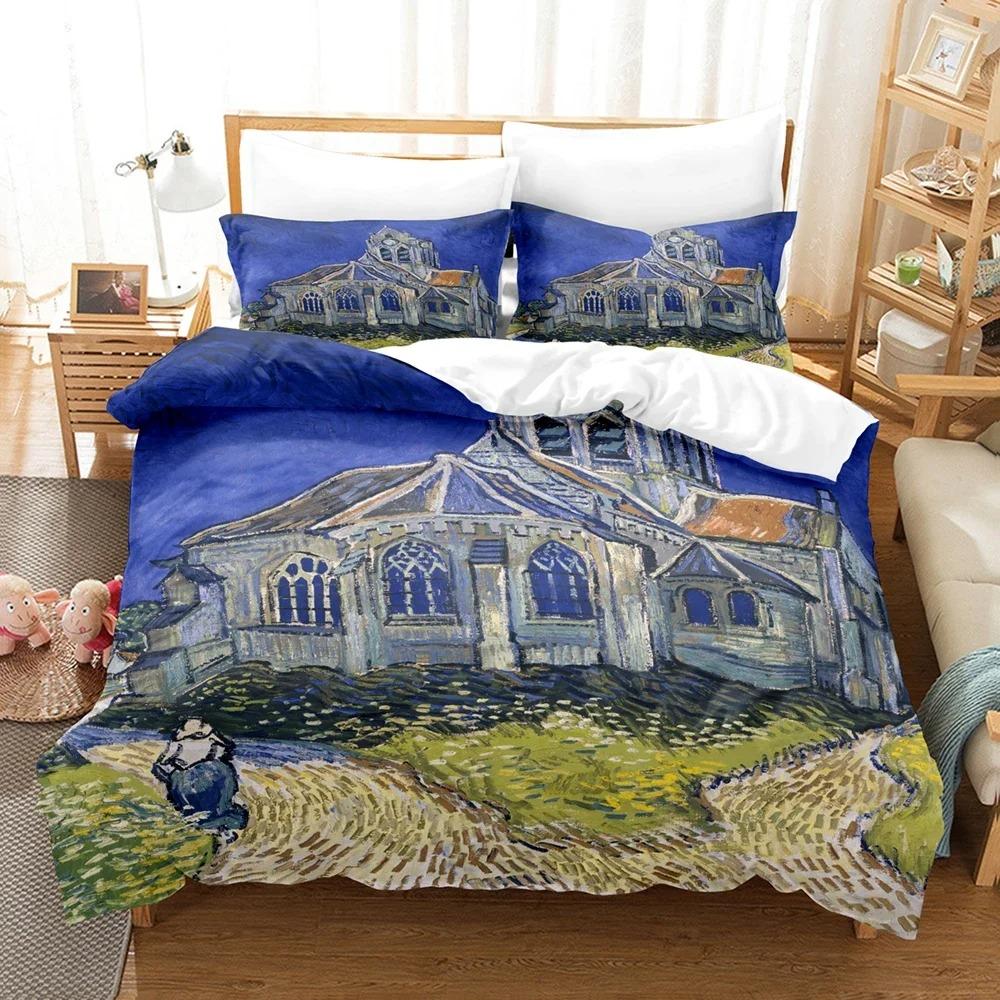 Van Gogh Oil Painting Beding Set 3D Printed Suitable for Bedrom Soft with Soft Fabric Duvet Cover Set With Pilowcases Children Kids Home Textile