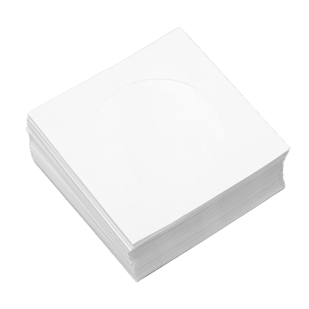 100 Pack CD DVD Sleeves Envelopes Thick Reusable Dust Proof Disc Sleeves with Flap Clear Window for 8cm Miniature Disc
