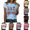 T-shirt décontracté pour femme, coupe ample, col rond, manches courtes, imprimé 3D, pour le quotidien
