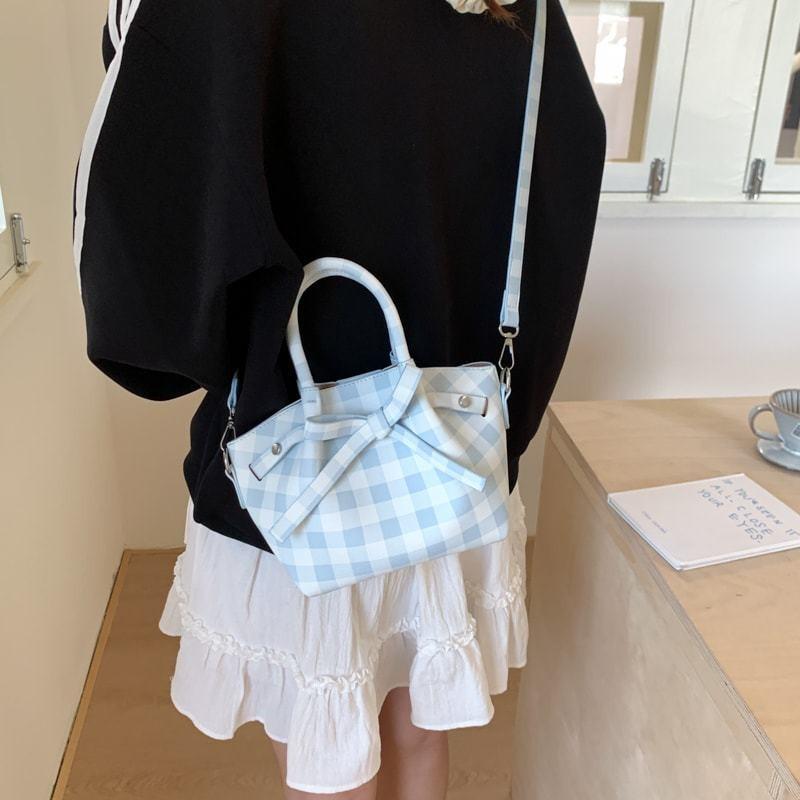 Plaid Bag New Fashion Versatile Handbag Women's High Sense Niche Shoulder Crossbody Bucket Bag
