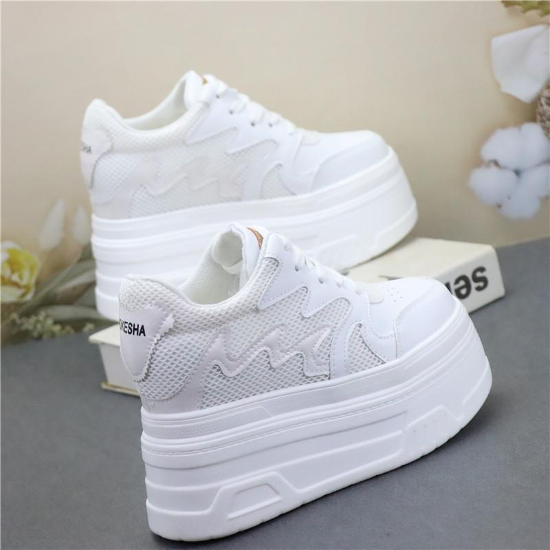 Fashion 10CM Thick Soled Women's Vulcanize Shoes Retro Platform Ladies Leisure Sneakers 12CM High Wedges Chunky Female Footwear 34-39