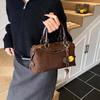 Korean Retro Bost Handbag Casual Small Square Bag Crossbody Bag Fashi Pu Color Blocking Women'S Shoulder Bag