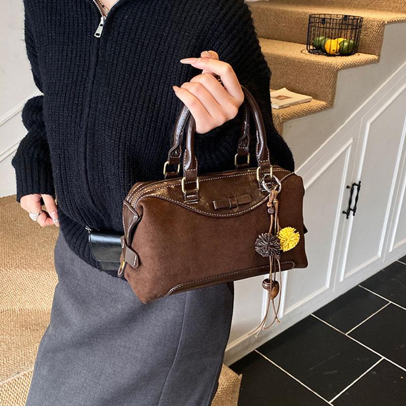 Korean Retro Bost Handbag Casual Small Square Bag Crossbody Bag Fashi Pu Color Blocking Women'S Shoulder Bag