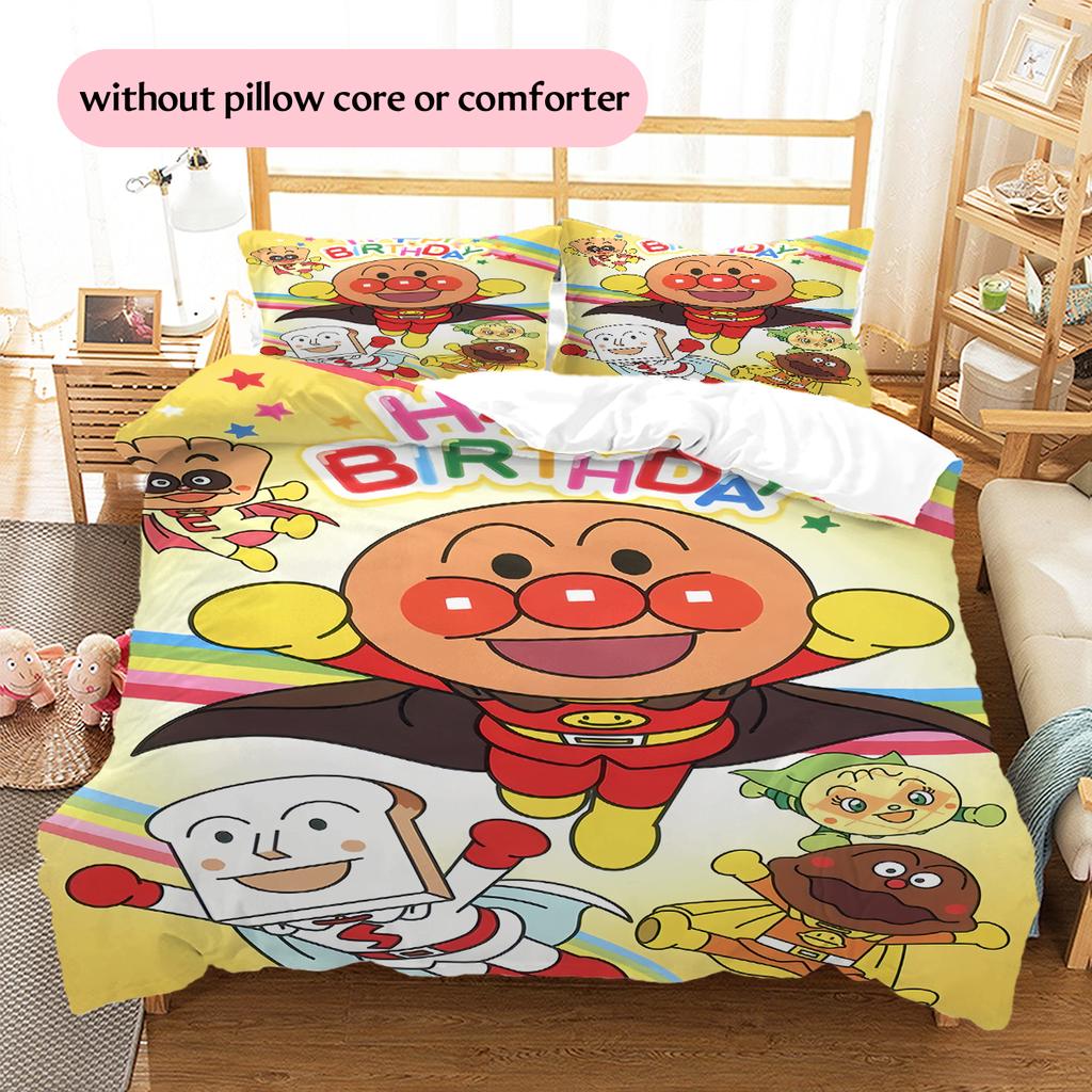 Anpanman Playful Bedding Set Duvet Cover Pillowcase No Filler, Soft Home Bedroom Decor, Perfect Gift for Fans.chl