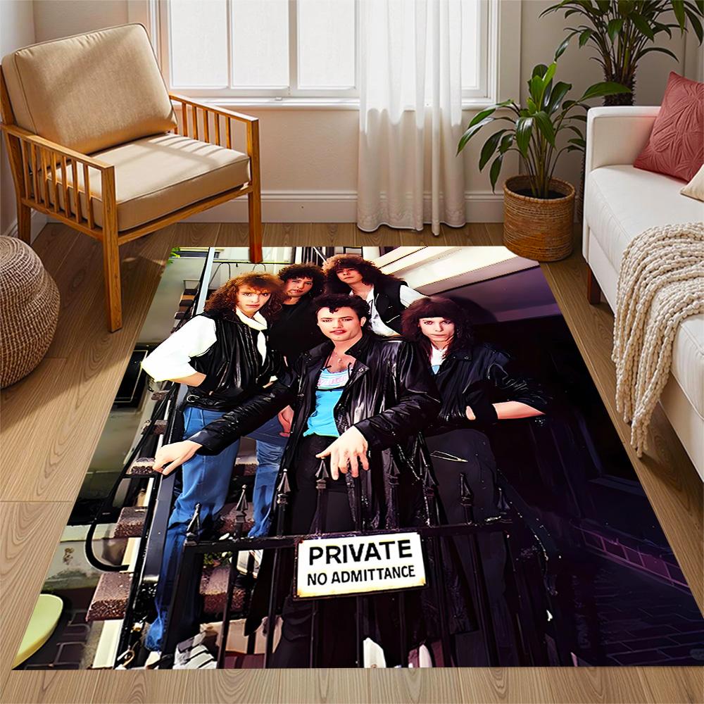 Queen Rock Band In Black Leather Themed Anti-Slip Rugs - Polyester Home Decor, Suitable for Bedrooms, Living Rooms, Doorways, Studios, and Decorations