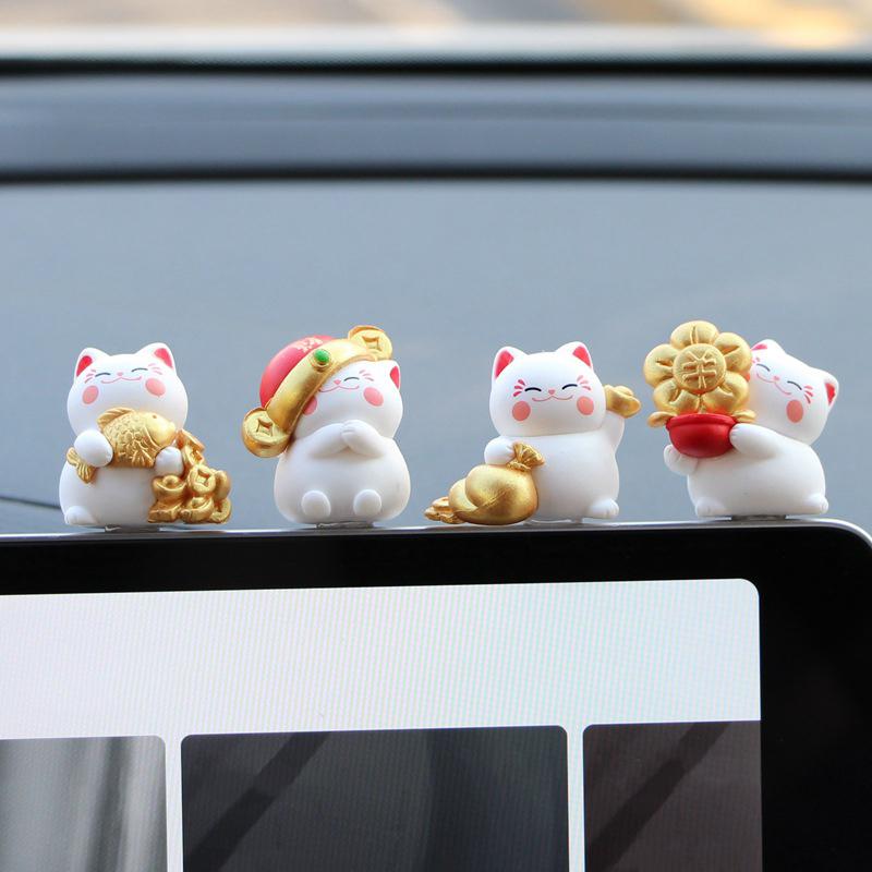 

1 Набор Фигурка животного Кот удачи Автомобильные украшения Мультяшный Китайский Удача Богатство Машущий кот Модель Настольное украшение