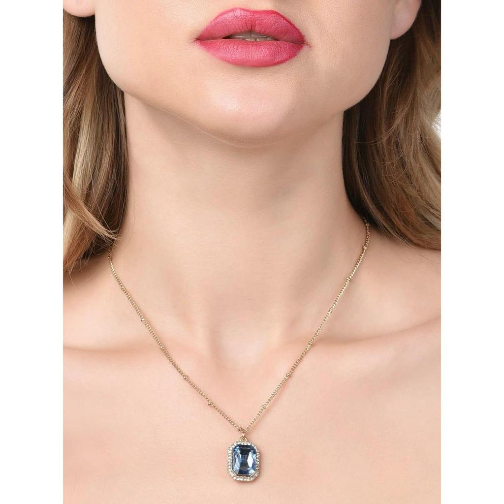 Blue Rhinestone & Austrian Diamonds Embellished Contemporary Pendant Chain For Women