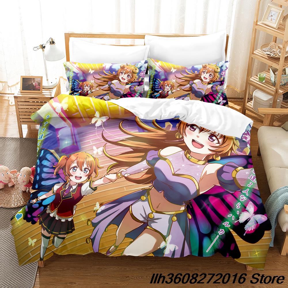 New New Kawai Love Live! Beding Set Carton Anime thre-piece set Adult People Kid Bedrom with Soft Fabric Duvetcover Sets Kawai colcha de verano c
