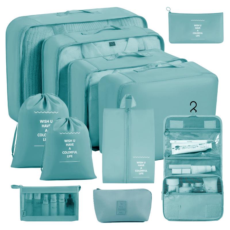 Eight-Piece Waterproof Travel Storage Bag Set for Business Trips - Large Capacity