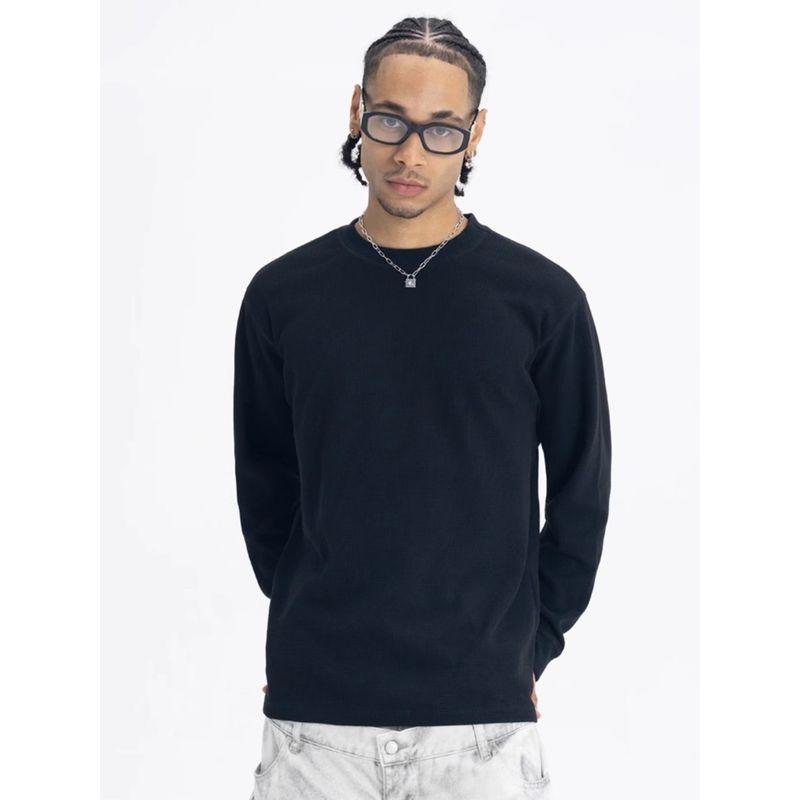 American Street Heavy Weight Round Neck Street Hip-Hop Loose Pure Color Bottoming Men's Heavy Weight Waffle Basic Long Sleeves T-shirt