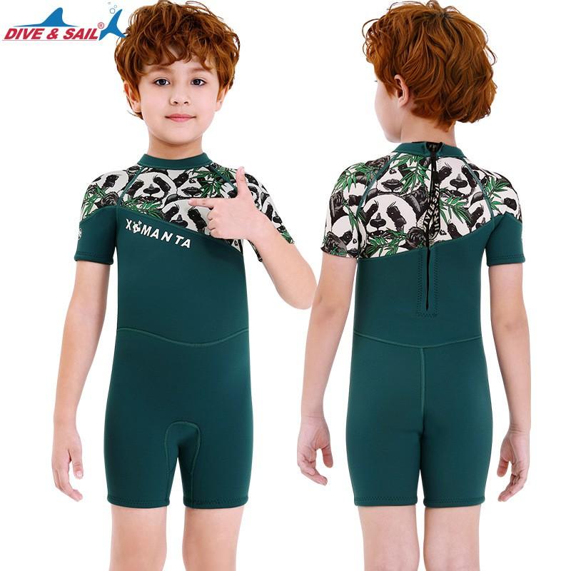 Kids 2.5mm Neoprene Wetsuit Short Sleeve Full Body Dive Suit Snorkeling Surfing Jellyfish Protection Winter Fall