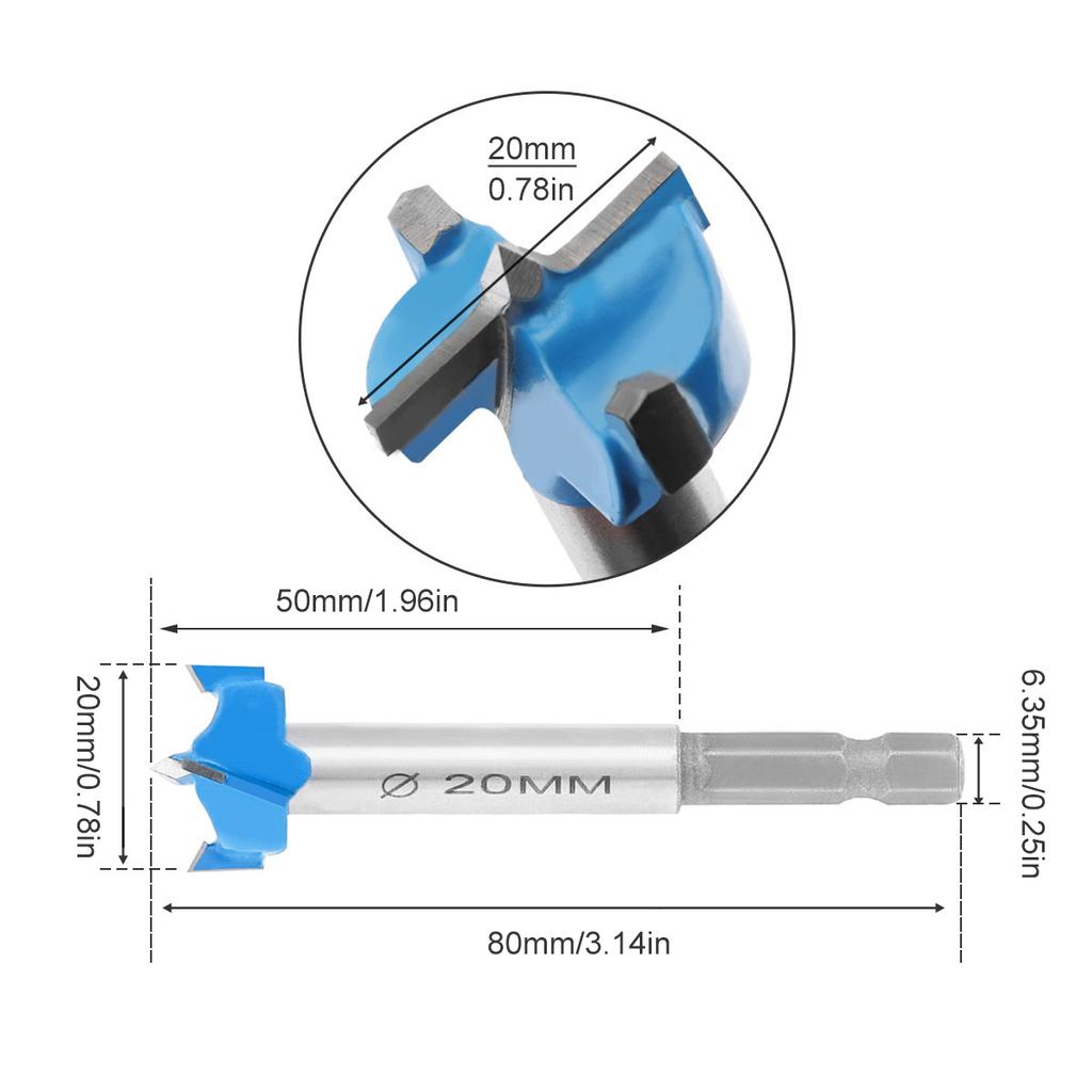 20mm Carbide Alloy Center Drill Bit, 85mm Polished Wood Hole Cutter for Drawer Lock Ball Door Tip Installation