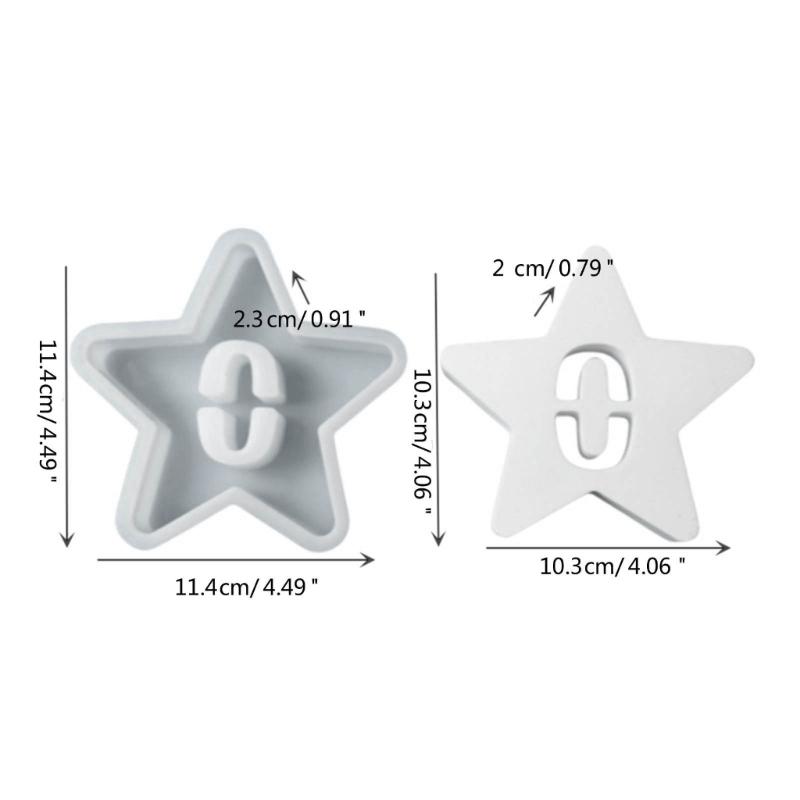 Hollow Number Silicone Molds Star Shape Castings Mould Epoxys Resin Mould DIY Baking Molds Candle Molds Home Decorations