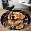 1pc Dog Floral Wreath Chair Carpet for Office, Round Non Slip Durable Large Size Office Carpet, Suitable for Office