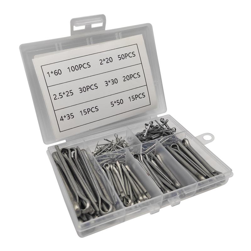 230 Pcs Stainless Steel Cotter Pin Assortment Kit Hairpin Spring Cotter Screw Fixing Tools U-shaped