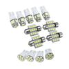 13pcs/Set 12V White LED Universal Car Interior Light Dome Map License Plate Lamp Bulb Kit 6000K