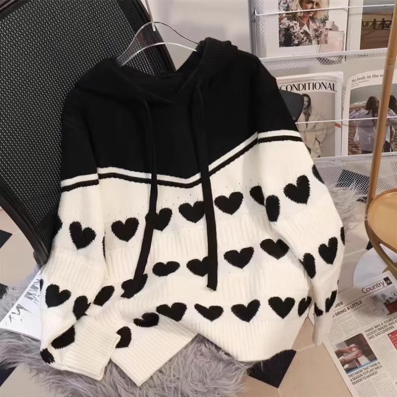 

Новый свитер с капюшоном, свободная блузка для леди, зимняя одежда, женские топы, топ с длинным рукавом, одежда Kawaii, зимние пуловеры 3XL