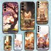 Süße Cartoon-Tierfuchs-Handyhülle für Samsung S25, S24, S21, S22, S23, S30, Ultra, S20, Plus, Fe, Lite, Note, 10, 9, 5G Schwarze Hülle