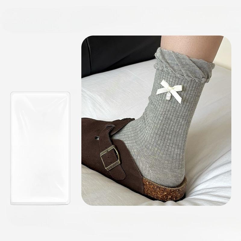 Damsockor Höst och Vinter Nya Söta Rosett Bubbelmun Deodorerande Andningsbara i Rör Bomullssockor