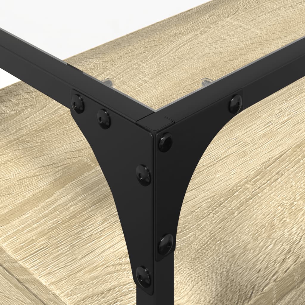 TV Cabinet with Glass Top Sonoma Oak 80 X 35 X 51 Cm Engineered Wood
