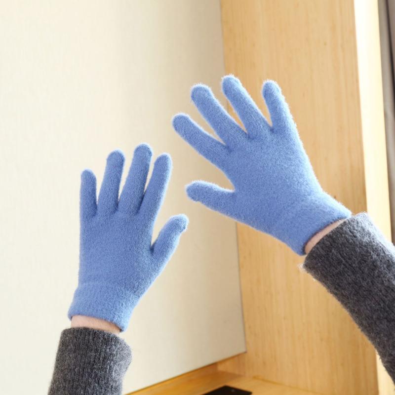 Winter warm knitted gloves simple mountaineering thickened velvet cycling women autumn winter cold protection