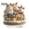 New Year Party Supplies Christmas Candle Ornament, 2D Flat Acrylic Ornament with Base, Tabletop Ornaments Snowman Reindeer Festive Table Centerpiece