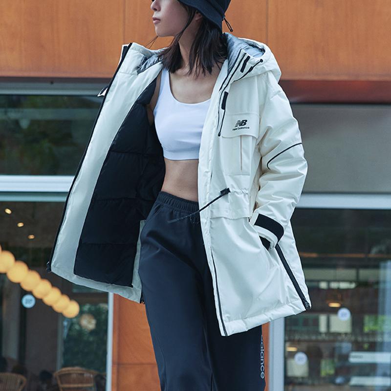 New Balance Down Jackets Women's White Hooded Moderate Other AWJ14367-NMC