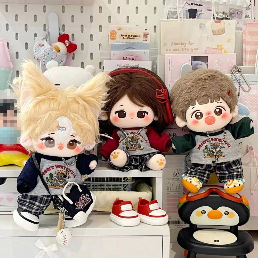 Doll Suit Costume Change Game 20CM Cotton Doll Clothes Lovely with Necklace Doll Suit Dress Up DIY T-shirt Shorts Set Kids Toys