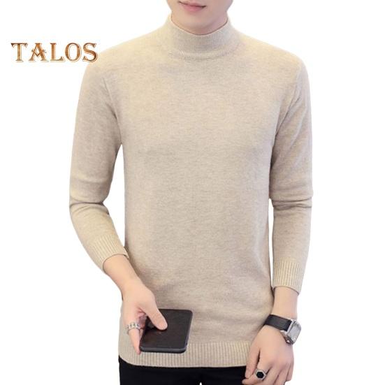 

Осенне-зимний мужской свитер с полувысоким воротником, толстая плюшевая трикотажная подкладка, эластичные длинные рукава, облегающий крой, теплый однотонный трикотаж для повседневной носки M хаки