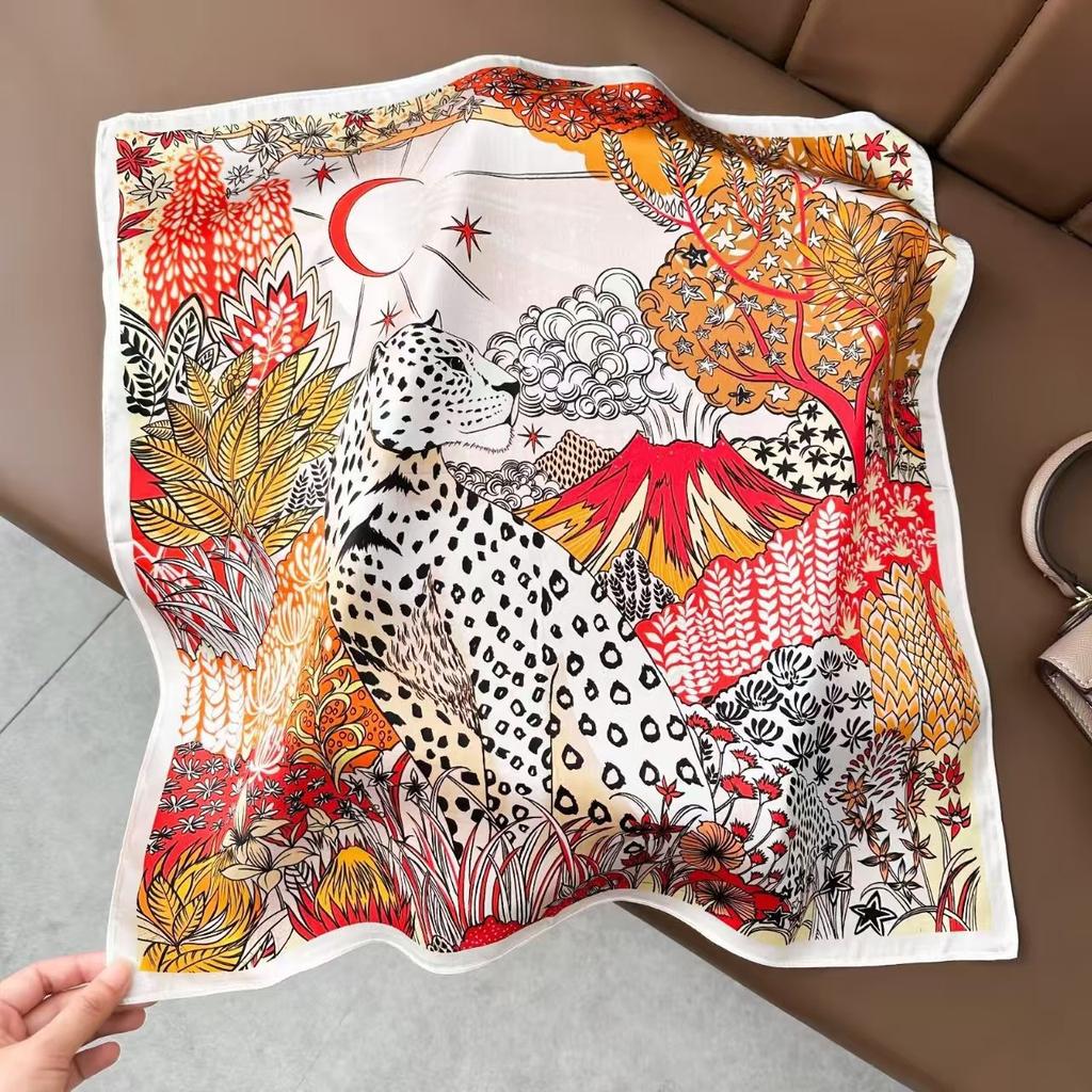 New Silk Silk Scarf Women's Spring Fashion Elegant Peony Plain Crepe Satin Silk Scarf 100% Mulberry Silk Square Scarf 53 Silk Scarf