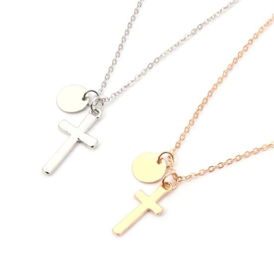 Einfache Kreuz-runde Legierungs-hängende Ketten-Halskette-Frauen-Schmuck-Geschenk