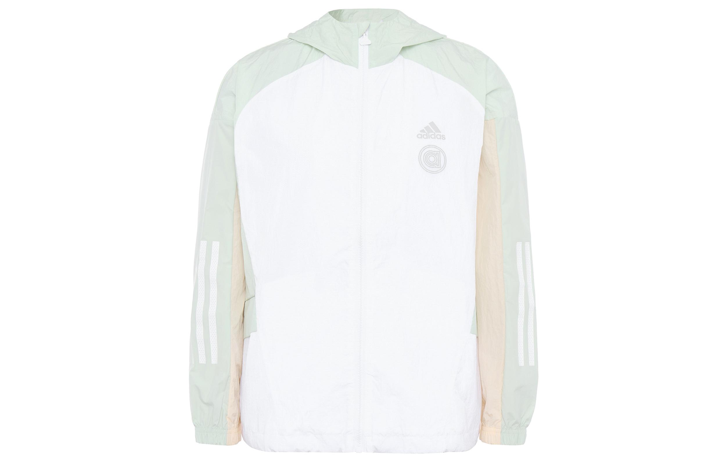 adidas Women ss Striped Logo Print Zip-Up Hooded Jacket White HM5279 S