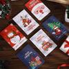 6Pcs/Set Merry Christmas Card Xmas Birthday Party Gift Card Cute Cartoon Half-Folded Card Blessing Message Card With Envelope