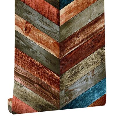 Bunte geometrische schräge Holzmaserung-Pfeil-Tapete, abziehbare und aufklebbare Tapete, selbstklebend, verdicktes Kontaktpapier, abnehmbar, wasserfest