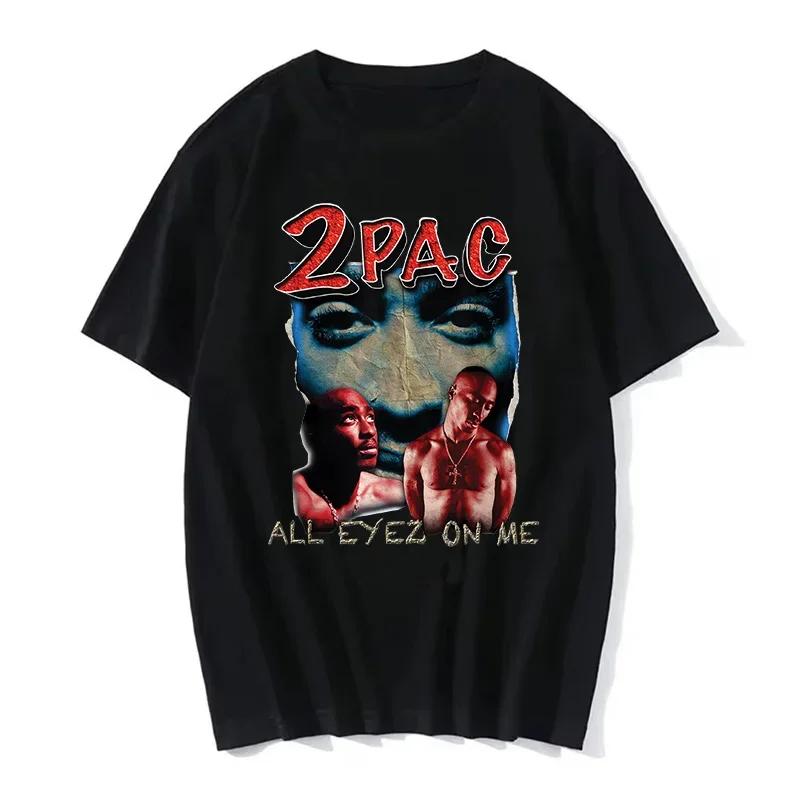 Rapper Tupac Top Streetwear Hip Hop Streetwear Short Sleeve Graphic Print T Shirt Men Women Harajuku Y2K Fashion Loose Oversized Summer New Tee
